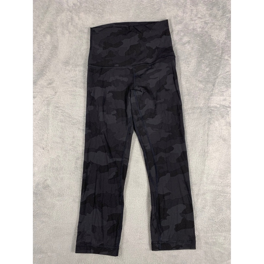 Lululemon Align Crop Leggings Womens 6 Black Dark Camo High Rise Yoga Capris 21